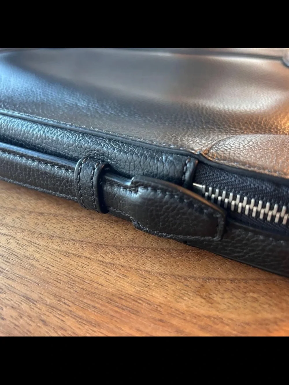 Mulberry Black Pebbled Leather Zip-Around Laptop Folio